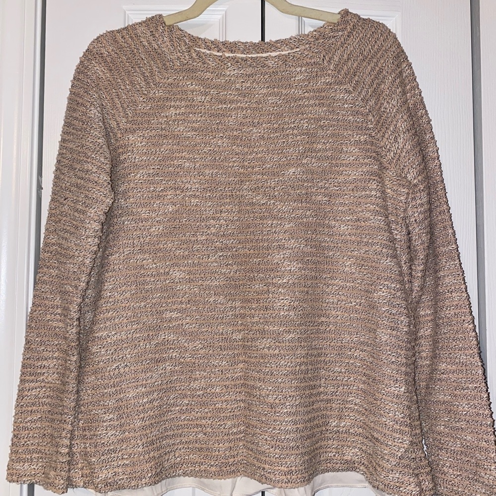 Loft Blush Boucle Sweater with White Underlayer